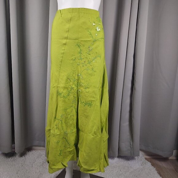 Sarah Spencer Women's Lime Green Linen Blend Blouse And Skirt Size 14W - Picture 5 of 16
